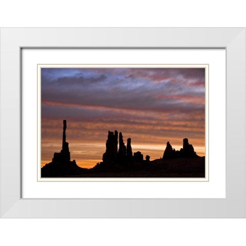 UT, Monument Valley NP Totem pole formations White Modern Wood Framed Art Print with Double Matting by OBrien, Jay