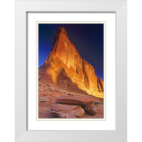 UT, Arches NP Tower of Babel rock formation White Modern Wood Framed Art Print with Double Matting by Welling, Dave