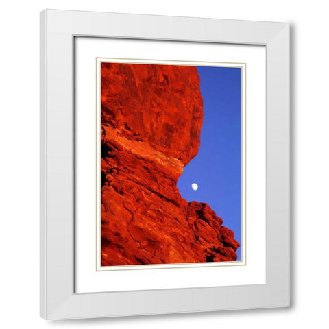 USA, Utah, Arches NP Moonrise over Balanced Rock White Modern Wood Framed Art Print with Double Matting by Welling, Dave