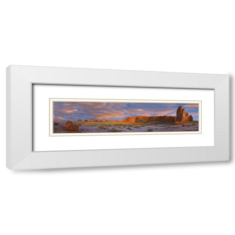 USA, Utah, Arches NP Courthouse Wash at sunrise White Modern Wood Framed Art Print with Double Matting by Lord, Fred