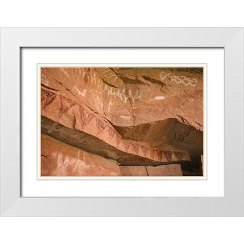 UT, Canyonlands NP Ancient pictographs White Modern Wood Framed Art Print with Double Matting by Paulson, Don