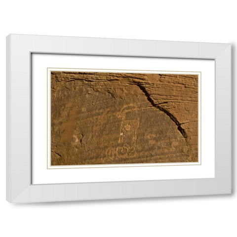 UT, Monument Valley Ancient petroglyphs White Modern Wood Framed Art Print with Double Matting by Rotenberg, Nancy