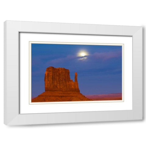 UT, Monument Valley Mittens formation at sunset White Modern Wood Framed Art Print with Double Matting by Rotenberg, Nancy