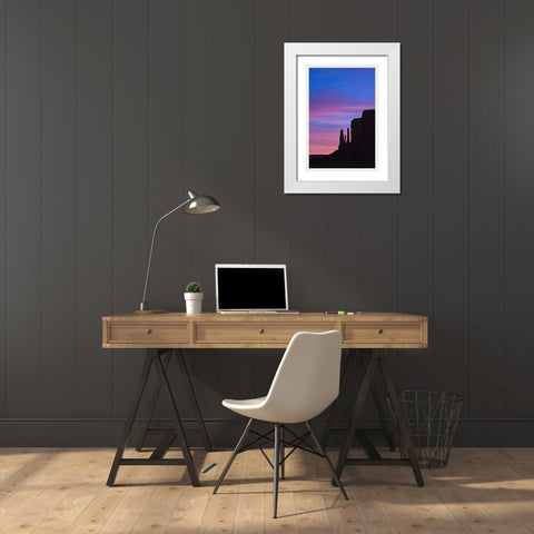 UT, Monument Valley Three Sisters formation White Modern Wood Framed Art Print with Double Matting by Rotenberg, Nancy