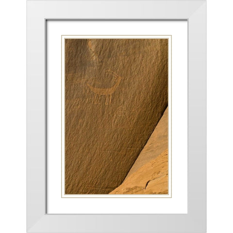 UT, Monument Valley Ancient petroglyphs White Modern Wood Framed Art Print with Double Matting by Rotenberg, Nancy