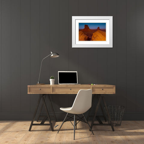 UT, Sunset on Mitten Buttes at Monument Valley White Modern Wood Framed Art Print with Double Matting by Rotenberg, Nancy