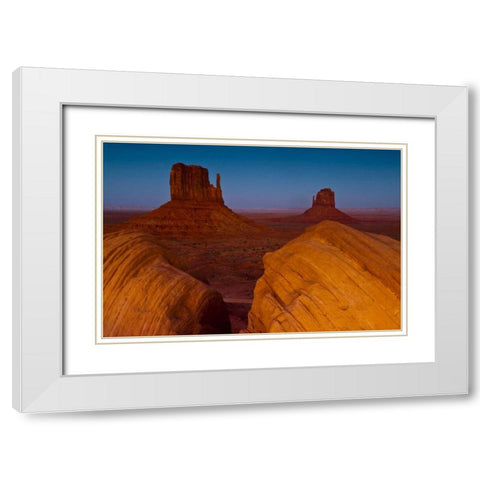 UT, Sunset on Mitten Buttes at Monument Valley White Modern Wood Framed Art Print with Double Matting by Rotenberg, Nancy