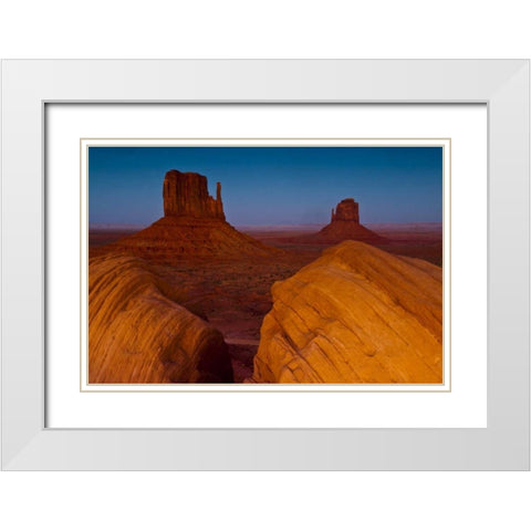 UT, Sunset on Mitten Buttes at Monument Valley White Modern Wood Framed Art Print with Double Matting by Rotenberg, Nancy