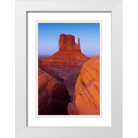 UT, Sunset on Mitten Buttes at Monument Valley White Modern Wood Framed Art Print with Double Matting by Rotenberg, Nancy
