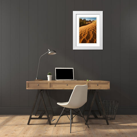 Utah, Monument Valley Sand dunes with Totem Pole White Modern Wood Framed Art Print with Double Matting by Rotenberg, Nancy