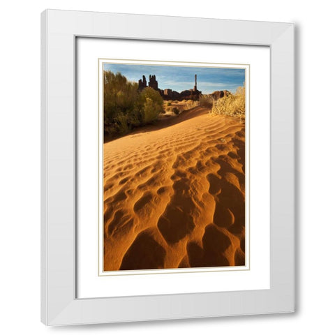 Utah, Monument Valley Sand dunes with Totem Pole White Modern Wood Framed Art Print with Double Matting by Rotenberg, Nancy