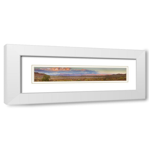 UT, Moab, Canyonlands NP Mesa and Monte La Sal White Modern Wood Framed Art Print with Double Matting by Lord, Fred