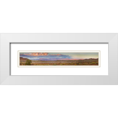UT, Moab, Canyonlands NP Mesa and Monte La Sal White Modern Wood Framed Art Print with Double Matting by Lord, Fred