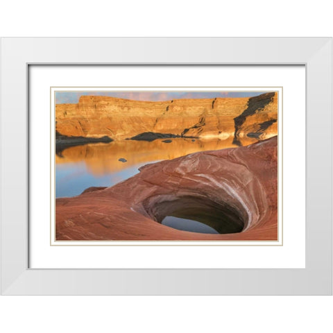USA, Utah A weathering pit at Lake Powell White Modern Wood Framed Art Print with Double Matting by Paulson, Don