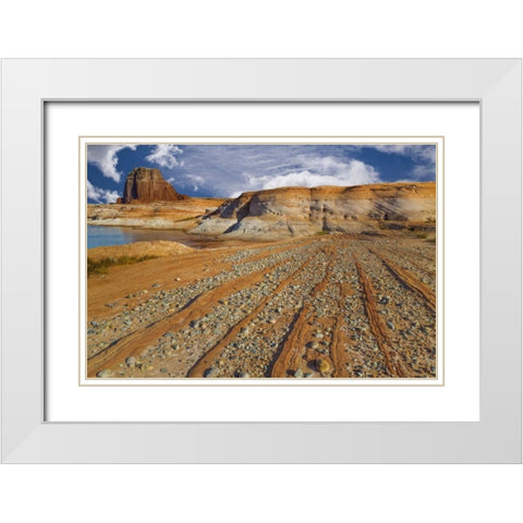 Utah, Glen Canyon Pattern in sandstone formation White Modern Wood Framed Art Print with Double Matting by Paulson, Don