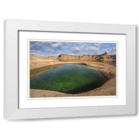 Utah, Glen Canyon Pool of water at Lake Powell White Modern Wood Framed Art Print with Double Matting by Paulson, Don