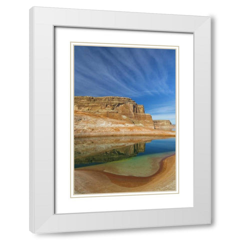 Utah, Glen Canyon Reflections in pool of water White Modern Wood Framed Art Print with Double Matting by Paulson, Don