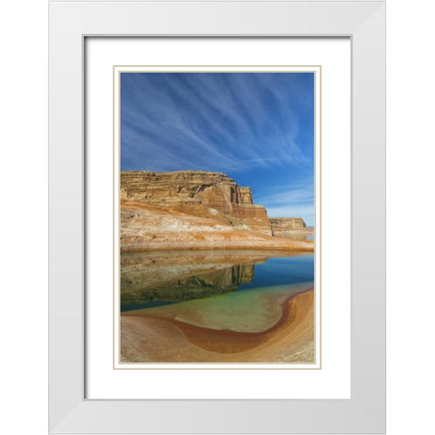 Utah, Glen Canyon Reflections in pool of water White Modern Wood Framed Art Print with Double Matting by Paulson, Don