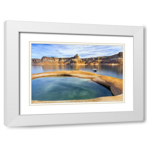 Utah, Glen Canyon NRA Houseboat on Lake Powell White Modern Wood Framed Art Print with Double Matting by Paulson, Don