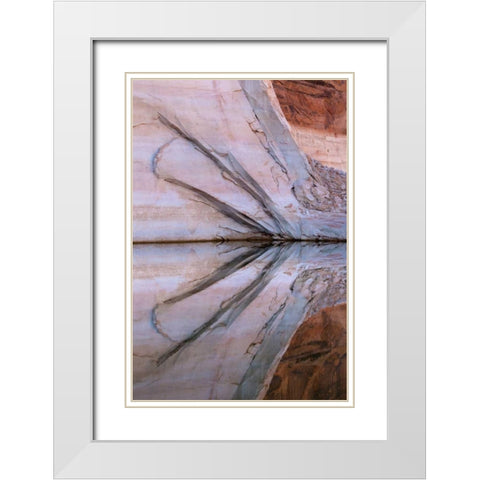 Utah, Glen Canyon Abstract reflection sandstone White Modern Wood Framed Art Print with Double Matting by Paulson, Don