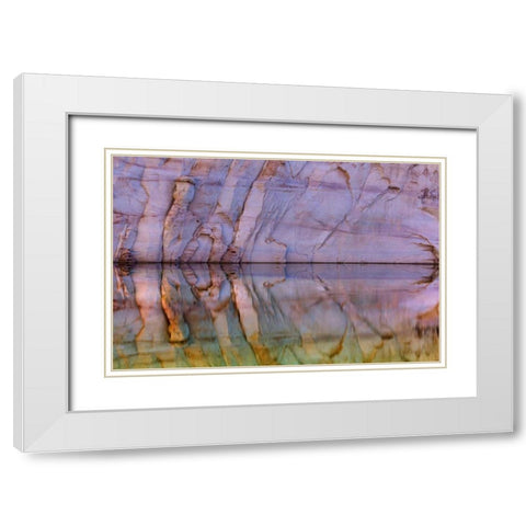 Utah, Glen Canyon Abstract reflection sandstone White Modern Wood Framed Art Print with Double Matting by Paulson, Don