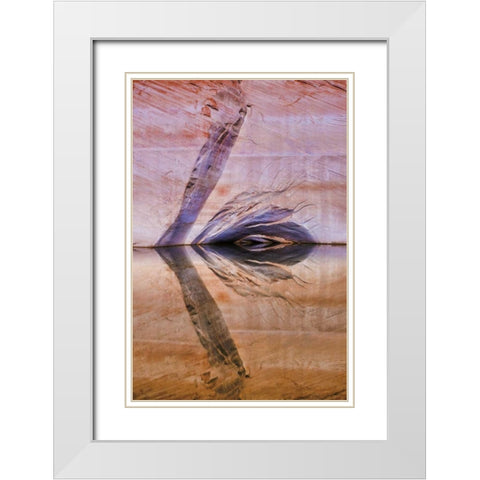 Utah, Glen Canyon Abstract reflection sandstone White Modern Wood Framed Art Print with Double Matting by Paulson, Don