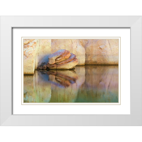 Utah, Glen Canyon Abstract reflection sandstone White Modern Wood Framed Art Print with Double Matting by Paulson, Don