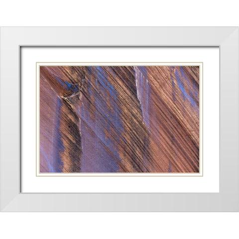 Utah, Glen Canyon Stained patterns on rock wall White Modern Wood Framed Art Print with Double Matting by Paulson, Don