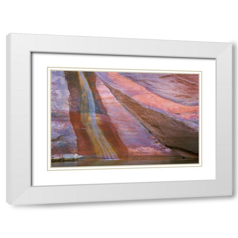 Utah, Glen Canyon NRA Waterfall in Bowns Canyon White Modern Wood Framed Art Print with Double Matting by Paulson, Don