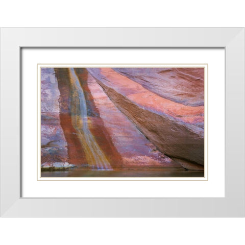 Utah, Glen Canyon NRA Waterfall in Bowns Canyon White Modern Wood Framed Art Print with Double Matting by Paulson, Don