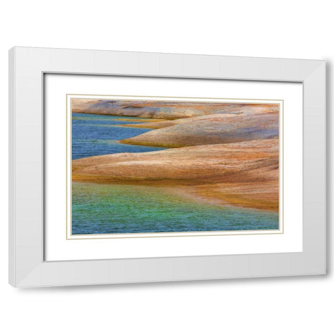 Utah, Glen Canyon Rocky shoreline of Lake Powell White Modern Wood Framed Art Print with Double Matting by Paulson, Don