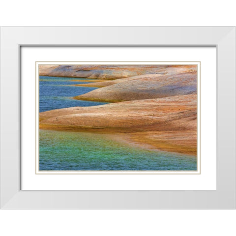 Utah, Glen Canyon Rocky shoreline of Lake Powell White Modern Wood Framed Art Print with Double Matting by Paulson, Don