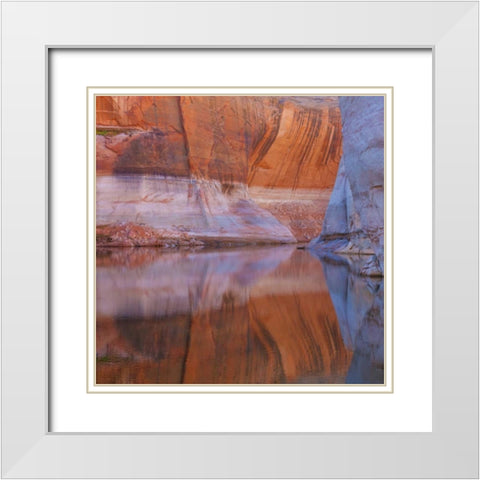 Utah, Glen Canyon Abstract reflection sandstone White Modern Wood Framed Art Print with Double Matting by Paulson, Don