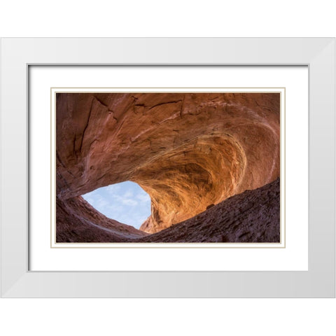 UT Sandstone alcove in Fifty Mile Canyon White Modern Wood Framed Art Print with Double Matting by Paulson, Don