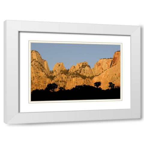 UT, Zion NP Towers of the Virgin River, sunrise White Modern Wood Framed Art Print with Double Matting by Bush, Marie