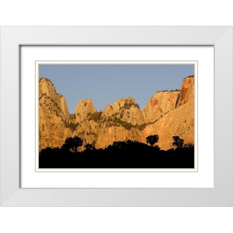 UT, Zion NP Towers of the Virgin River, sunrise White Modern Wood Framed Art Print with Double Matting by Bush, Marie