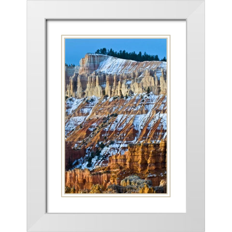 Utah Snowy hoodoo formations in Bryce Canyon NP White Modern Wood Framed Art Print with Double Matting by Rotenberg, Nancy