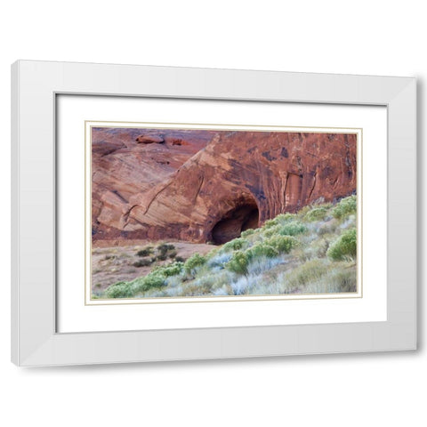 Utah, Monument Valley Cave in Red Rock Canyon White Modern Wood Framed Art Print with Double Matting by Rotenberg, Nancy