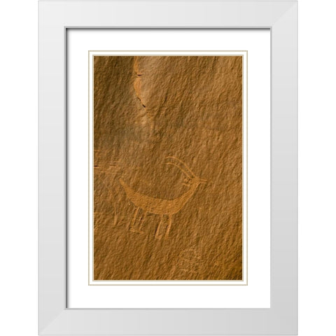 Utah, Monument Valley Petroglyphs on stone wall White Modern Wood Framed Art Print with Double Matting by Rotenberg, Nancy