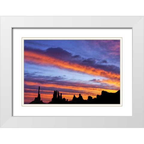UT, Monument Valley The Totem Poles formations White Modern Wood Framed Art Print with Double Matting by OBrien, Jay