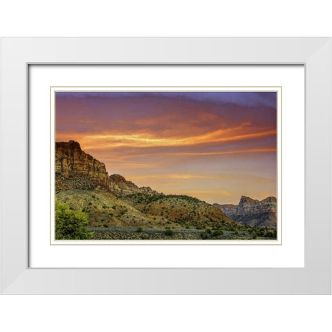 USA, Utah, Zion NP Mountain landscape White Modern Wood Framed Art Print with Double Matting by OBrien, Jay