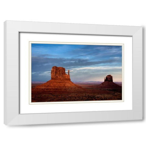 Utah, Monument Valley Eroded rock formations White Modern Wood Framed Art Print with Double Matting by OBrien, Jay