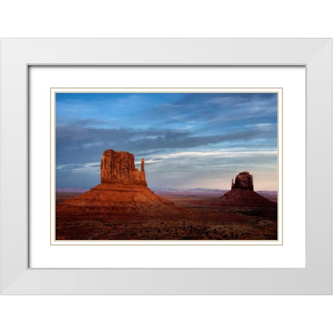Utah, Monument Valley Eroded rock formations White Modern Wood Framed Art Print with Double Matting by OBrien, Jay