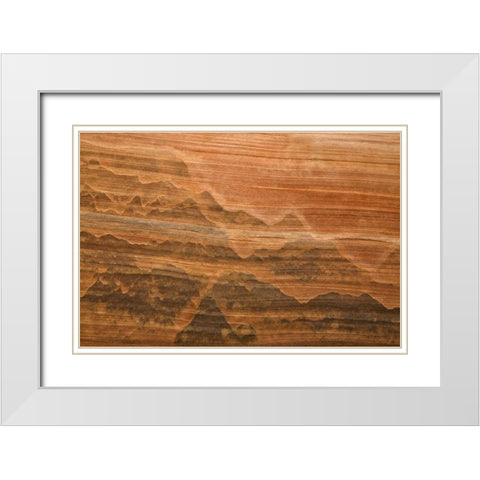 USA, Utah Desert varnish stain on sandstone wall White Modern Wood Framed Art Print with Double Matting by Paulson, Don