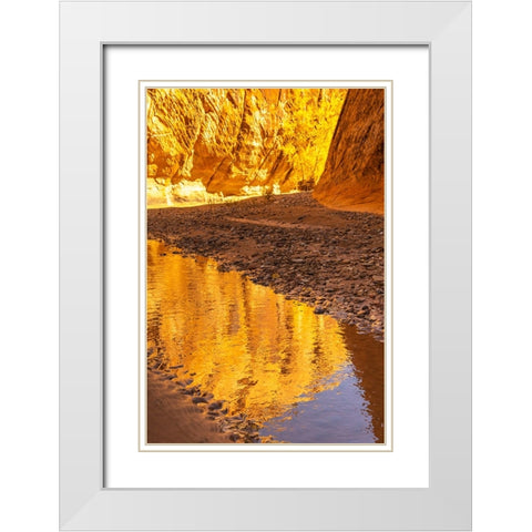 USA- Utah- Grand Staircase Escalante National Monument. Harris Wash reflection. White Modern Wood Framed Art Print with Double Matting by Jaynes Gallery