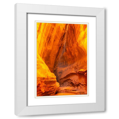 USA- Utah- Grand Staircase Escalante National Monument. Escalante River Basin rock formation. White Modern Wood Framed Art Print with Double Matting by Jaynes Gallery