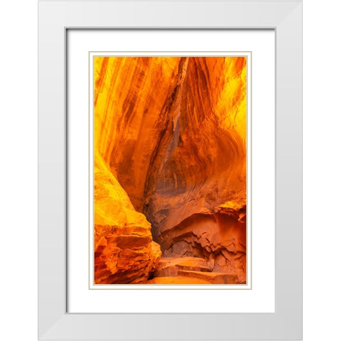 USA- Utah- Grand Staircase Escalante National Monument. Escalante River Basin rock formation. White Modern Wood Framed Art Print with Double Matting by Jaynes Gallery