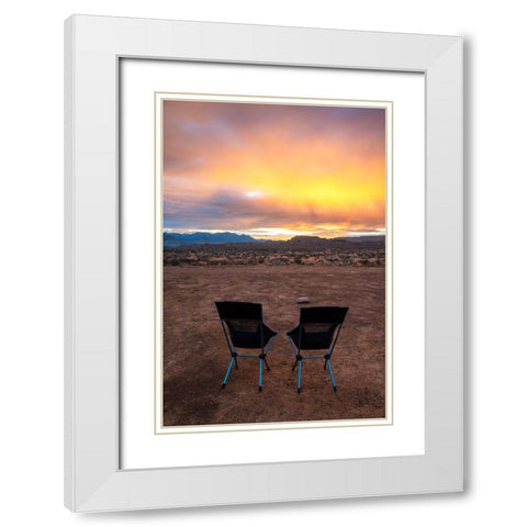 USA-Utah-Virgin Empty chairs facing the sky White Modern Wood Framed Art Print with Double Matting by Davidson, Janell