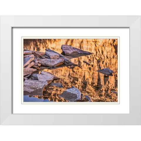 Pool-Colorado River-Moab-Utah White Modern Wood Framed Art Print with Double Matting by Ford, John