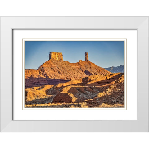 USA-Utah-Moab-Parriott Mesa White Modern Wood Framed Art Print with Double Matting by Ford, John